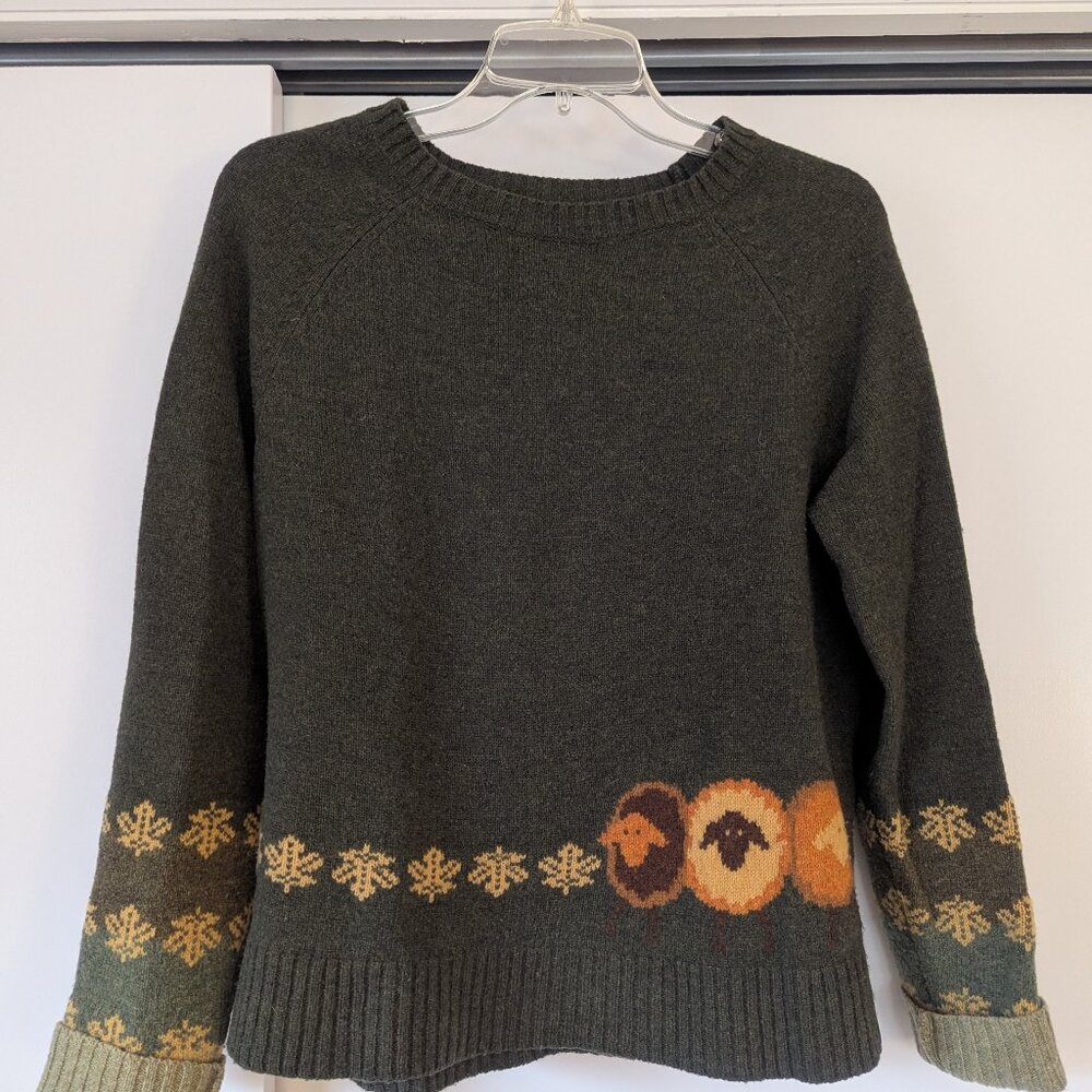 Moss Green and Orange Sheep Sweater by Woolrich